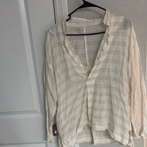 CP Shades Cream Striped linen Blouse